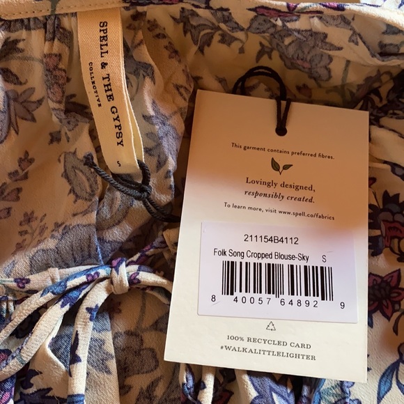 Spell Folk Song Cropped Blouse in Sky - Picture 10 of 10